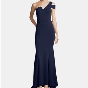 Elegant navy one shoulder dress